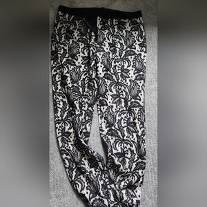 Black and White Lace Patterned Pants
